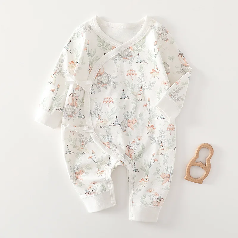 Somenie Newborn Butterfly Romper 100% Cotton Class A Seamless Belly Protection All Seasons Jumpsuit