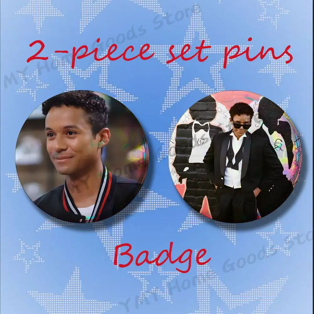 Actor Singer Jaafar J-Jackson Brooches for Backpack Accessories 25 32 44 58 75mm Round 2-piece set Free Mix
