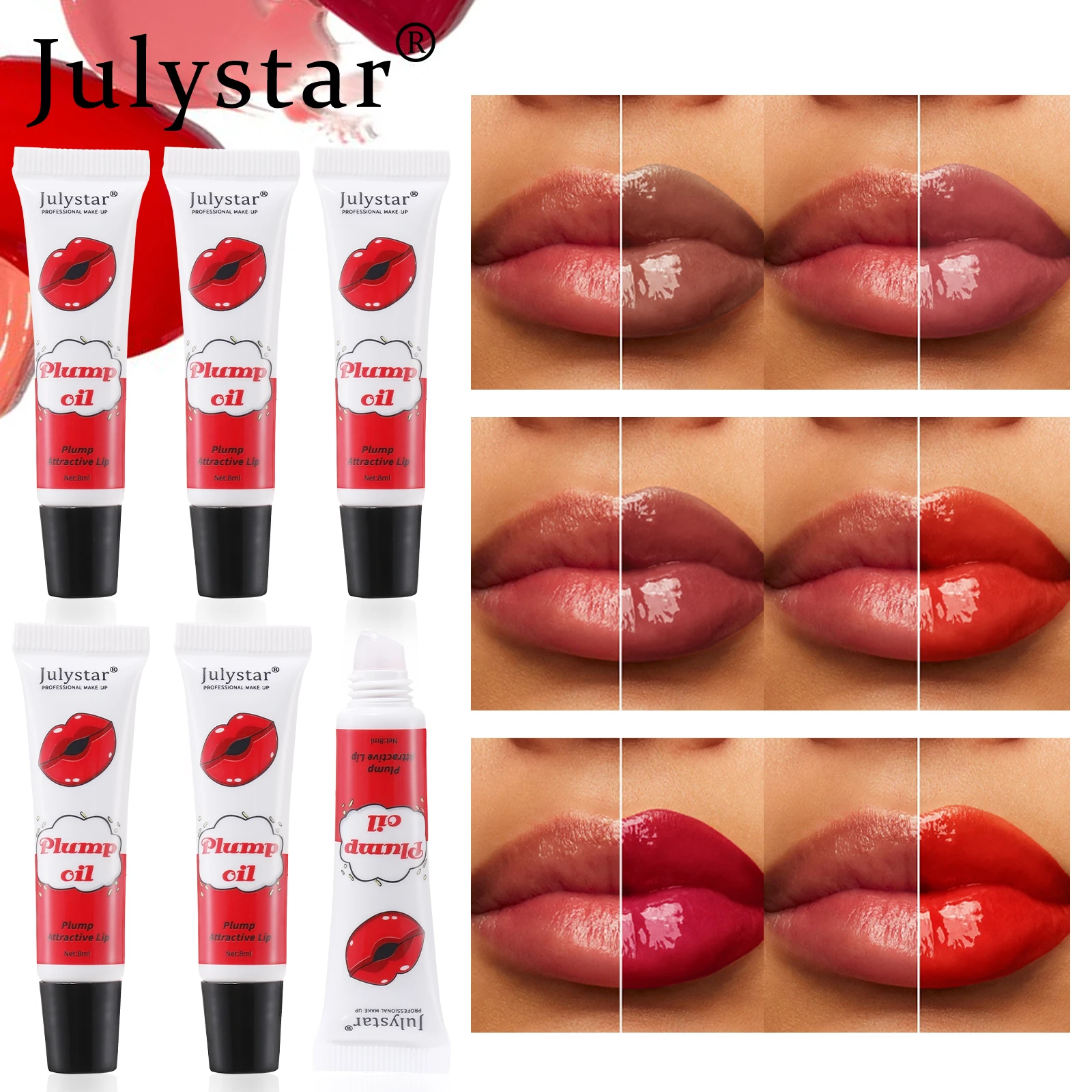 Julystar's New Water Lip Oil Lasting Coloring Mirror Face Dull Lip Honey Cosmetics Women's Lip Makeup Daily Portable