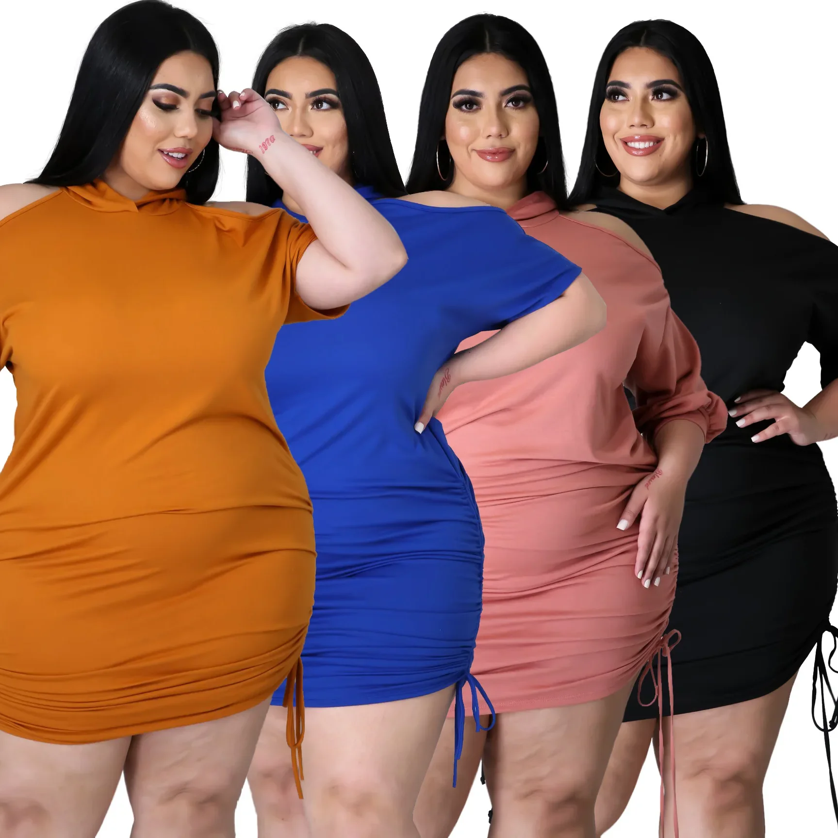 XL-5XL African Women Summer Plus Size Dresses Fashion Casual  Hood Strapless Short Sleeve Sexy Dress Wholesale Dropshipping