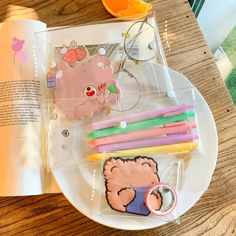 Cute PVC Storage Small Large Clear Brush Mini Organizer Korean Ins Transparent Cosmetic Bag Travel Makeup Bag Cosmetic Pouch