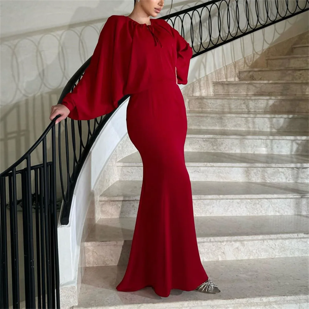 

ROYET Puff Sleeve O Neck Classic Formal Classic Evening Party Dress Floor Length Sweep Train Elegant Prom Gown Customized