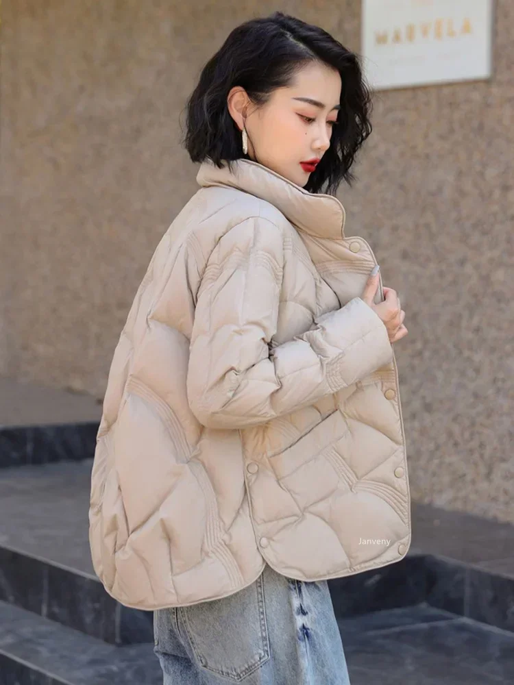 2023 New Women Fashion Short Korean Puffer Jackets Ultra Light Casual Baggy Warm Down Coat Female Windproof Parkas 4xl 5xl