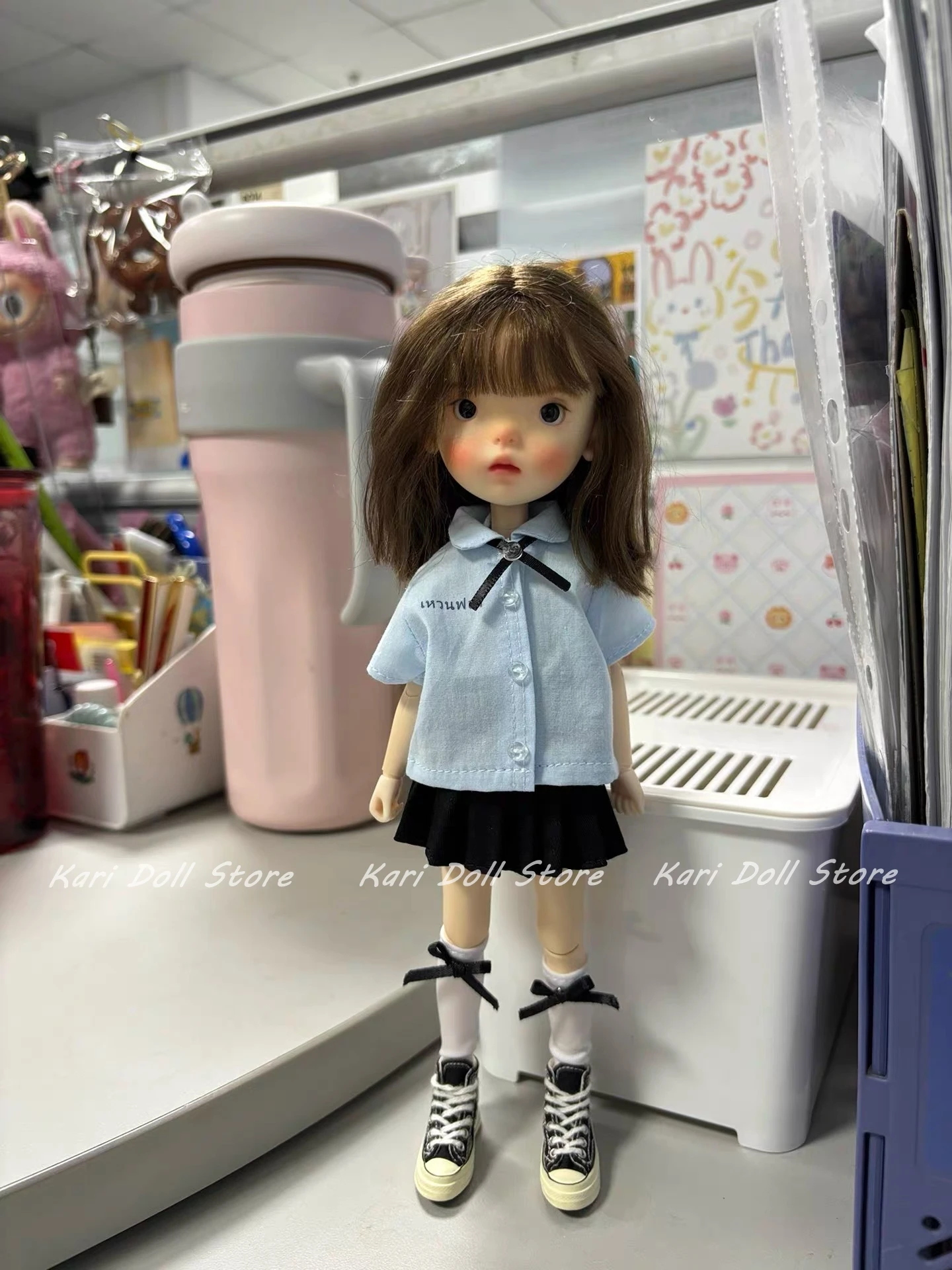 Kari Doll Clothes and skirts 2025Light blue student outfit for Landazz Landoudou Doll