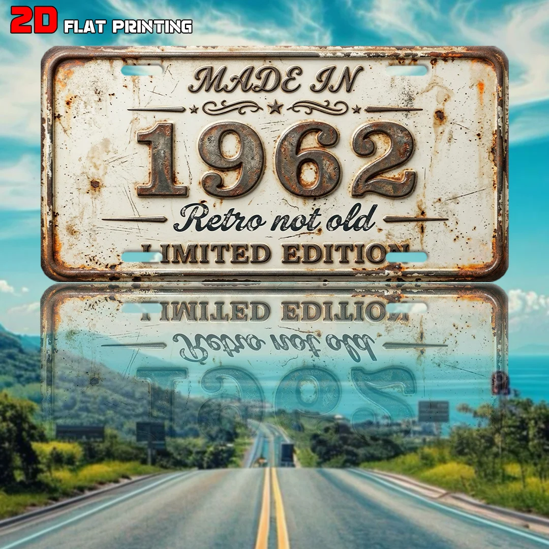 2D Flat - 【2D Flat】 2D Flat - [2D Flat] 1pc, 1962 Limited Edition Retro Aluminum Sign, Home Decor, Birthday Gift (6' X 12'), Gar