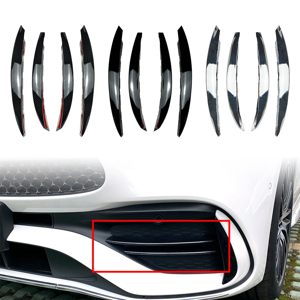 4Pcs Car Front Bumper Splitter Fins Body Spoiler Canards Cover Decoration Trim Exterior Parts For Mercedes Benz C-Class W206