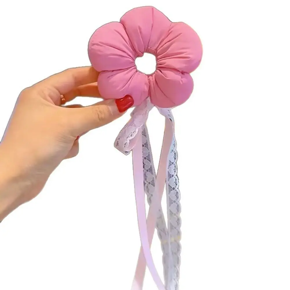 

Exaggerated Children's Flower Scrunchies Ribbon Cloth Large Hair Scrunchies Ponytail Holder Hair Tie Elastic Hair Rope Party