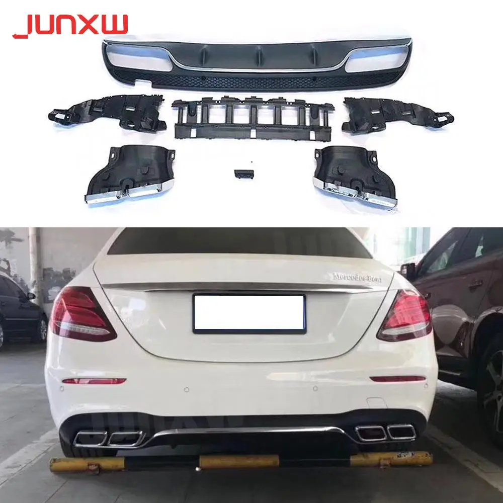 

PP Rear Bumper Lip Diffuser with Exhaust Tip for Benz C Class W205 Sport Bumper 4 Door C63 AMG not for standard