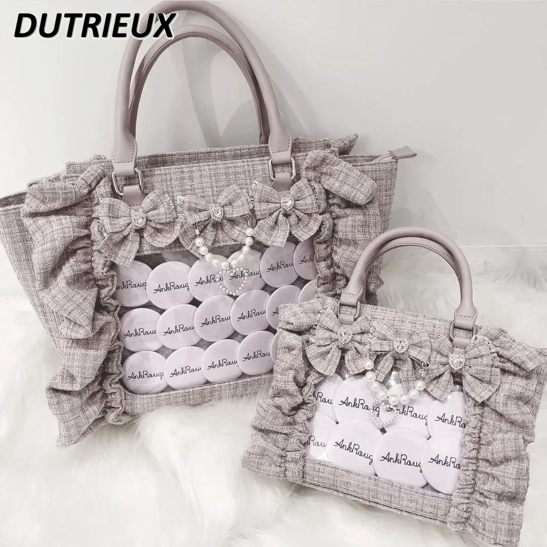 Japanese Style Ladies' Bags 2024 New Spring Autumn Ruffled Elegant Portable Crossbody Bag Female Sweet Cute Women's Handbags