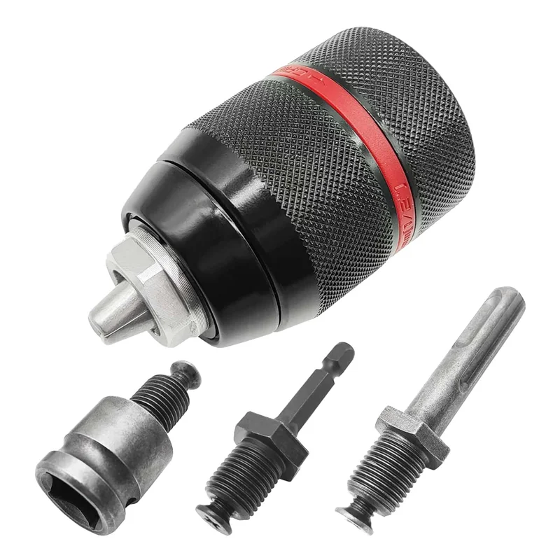 Keyless Drill Chuck Quick Change Hand Drill Chuck 1/2-20UNF Mount 1.5-13Mm with SDS-Plus 1/2Inch Wrench Adapter