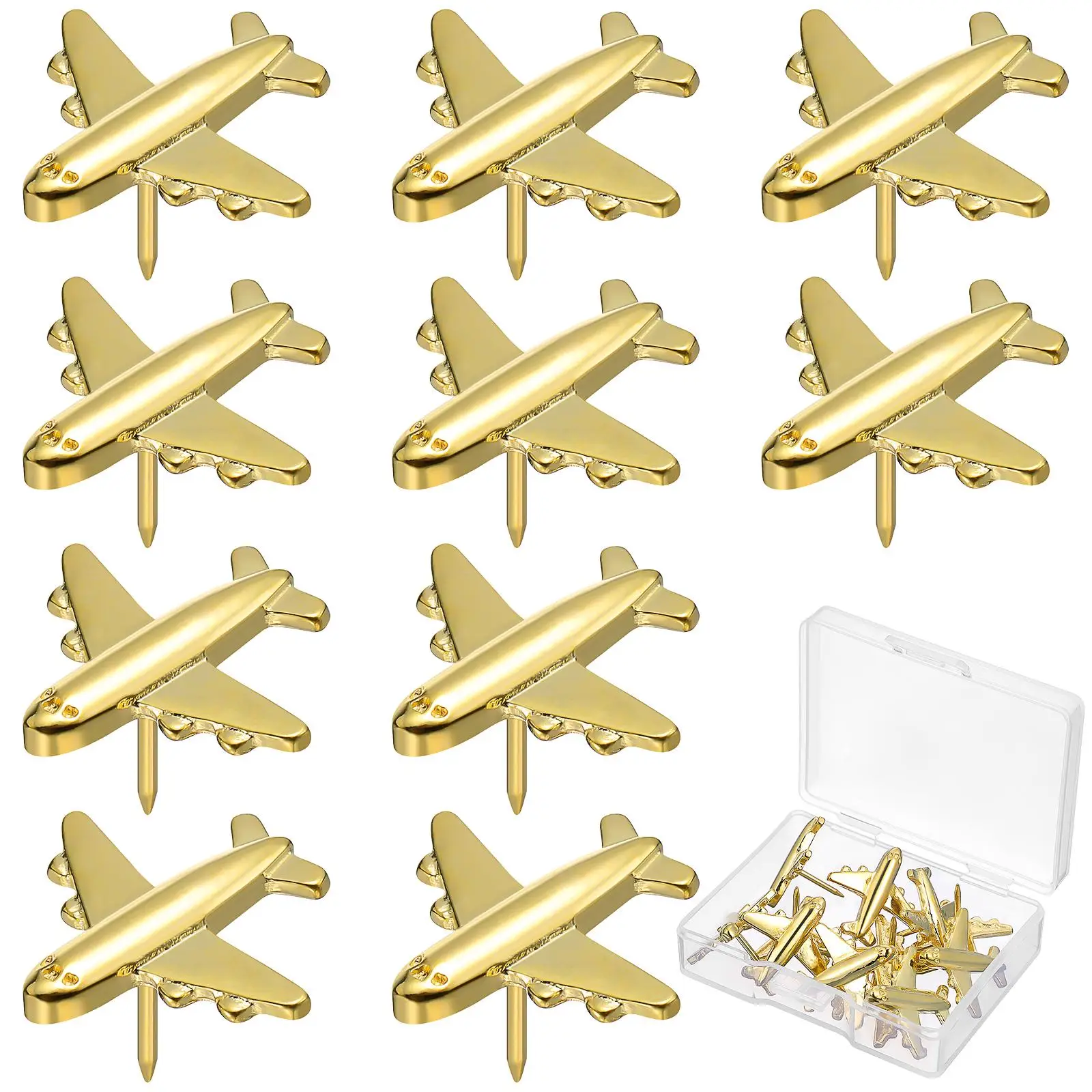 24 Pcs Small Metal Airplane Thumbtack Thumbtacks for Bulletin Board Airplanes Message