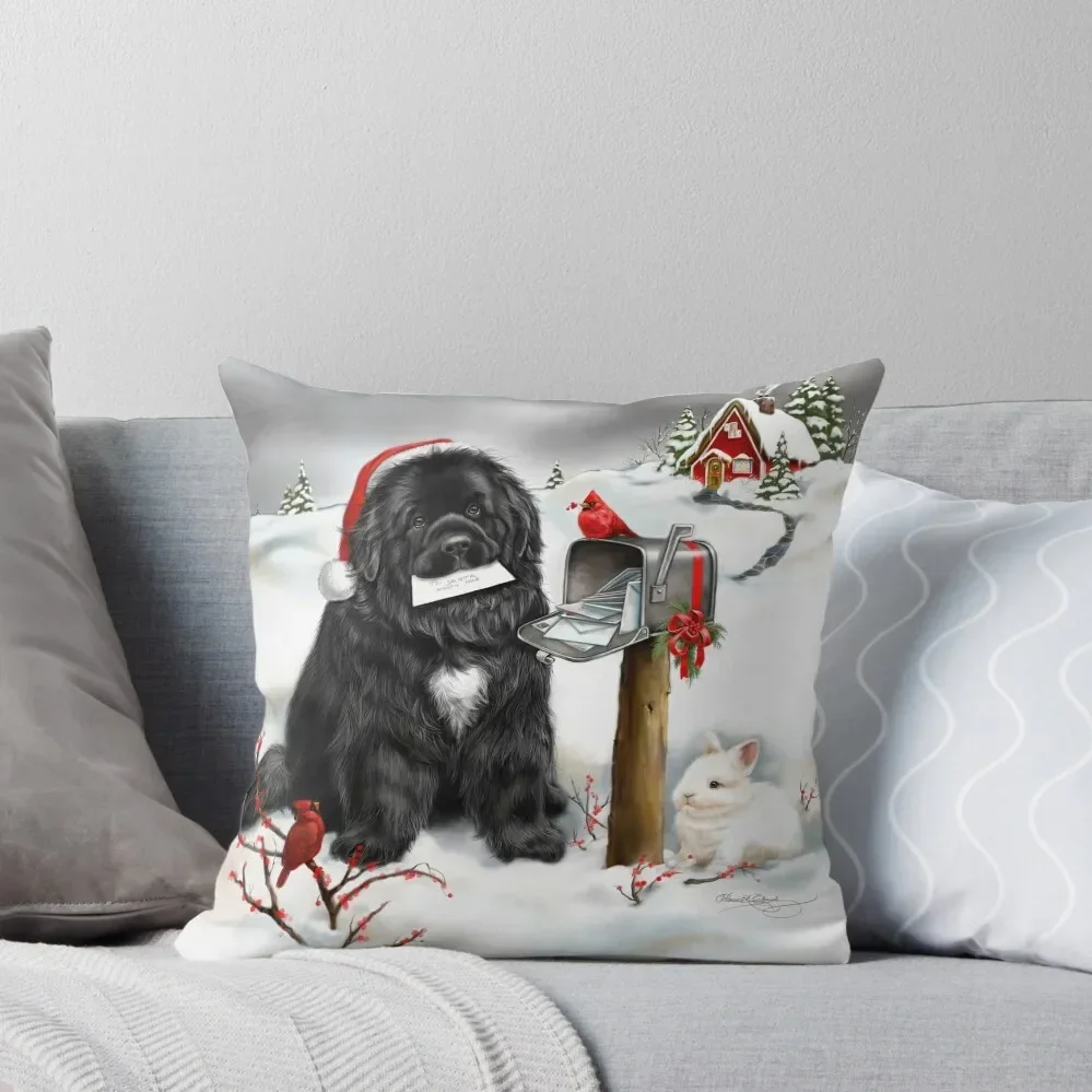 Newfie and Christmas cards Throw Pillow Cushion Cover Luxury Sofa Covers pillow