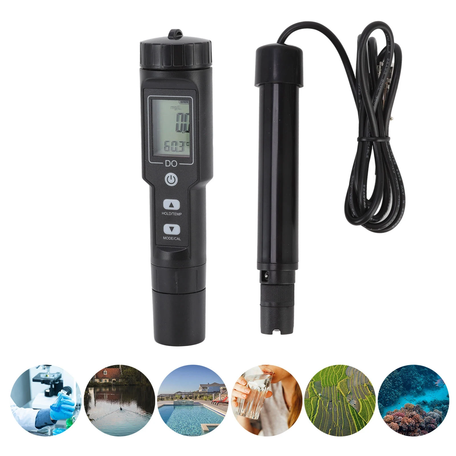 

Dissolved Oxygen Meter Detachable Probe Digital Screen Display Dissolved Oxygen Sensor For Aquarium Experiment Research DO Meter