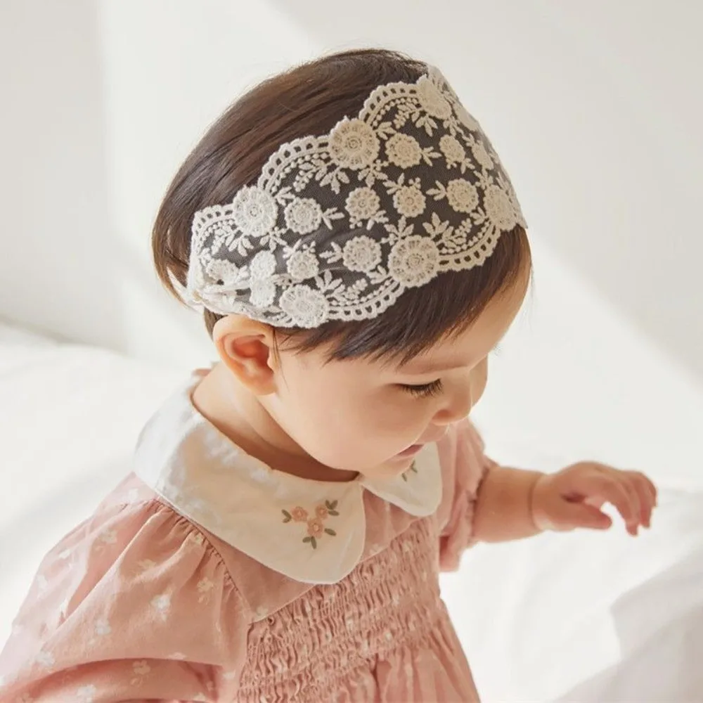 

Cute Wave Lace Baby Headband Flower Embroidered Infant Hairband Hair Accessories Headdress Elastic Hair Hoop Photography Props