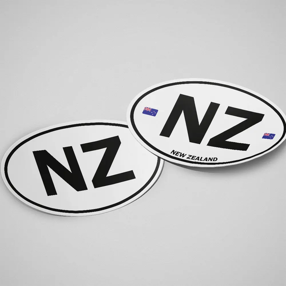 

New Zealand Sticker Oval White Waterproof for Water Bootle, Car, Laptop, Helmet etc..