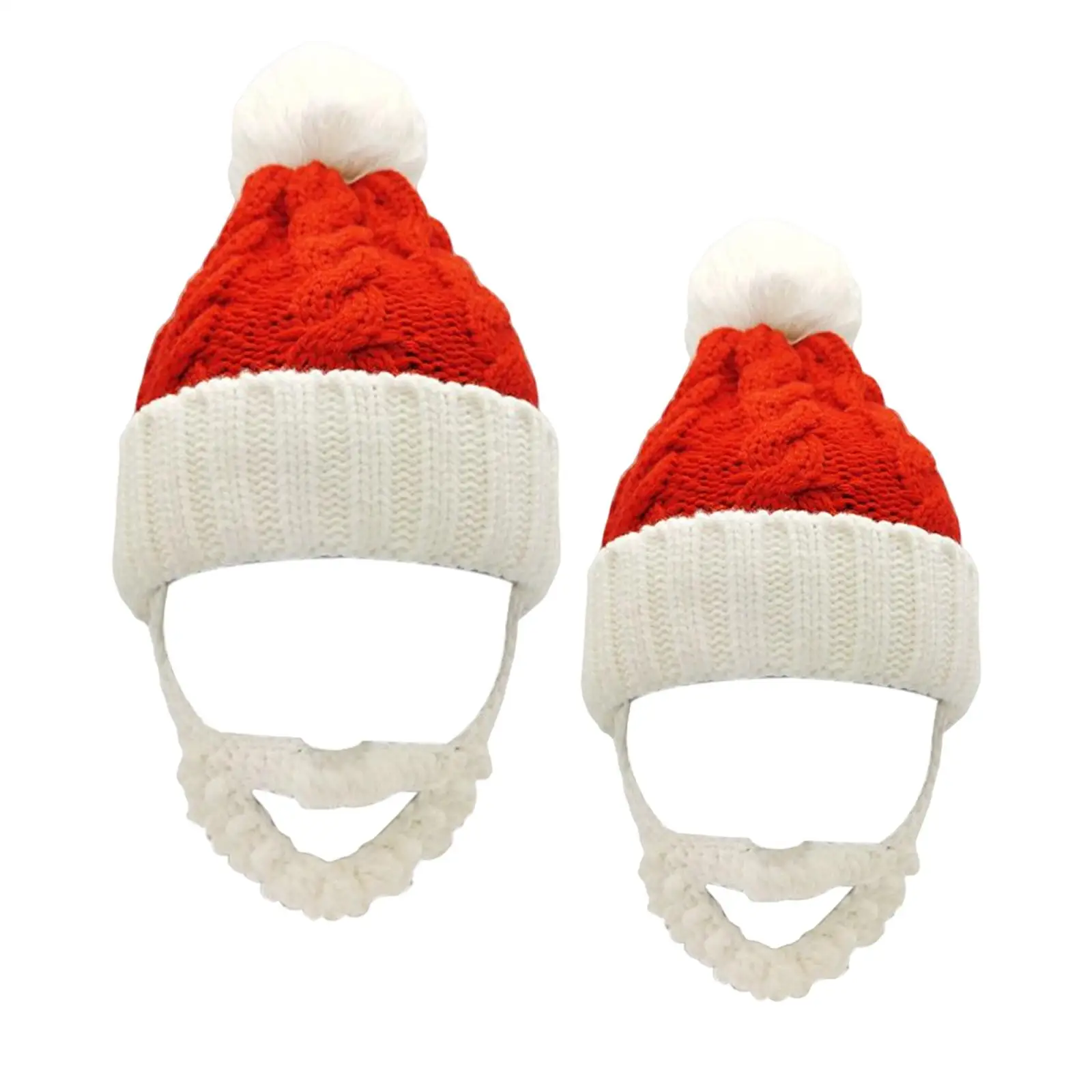 Christmas Knitted Beanie Santa Hat with Beard Photo Prop for Fancy Dress