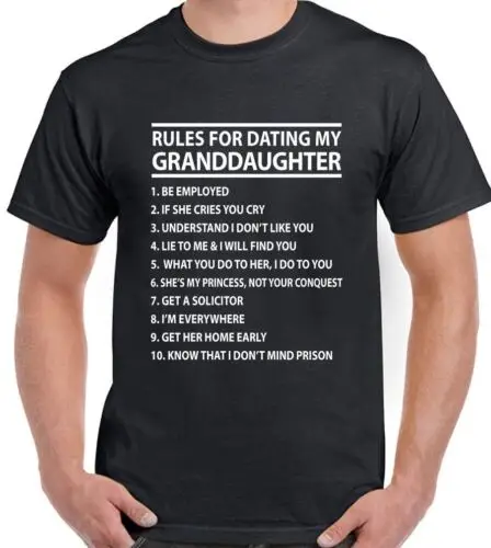 Granddaughter T-Shirt Rules For Dating My Mens Funny Father's Day Grandad