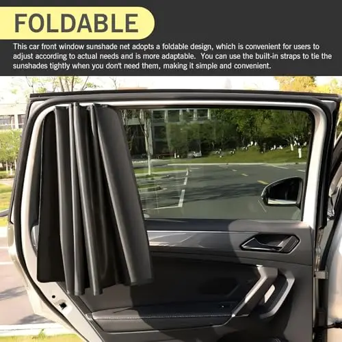 

4PCS Foldable Magnetic Car Side Window Sunshade For Light Blocking, UV & Heat Protection, Universal Interior Accessory