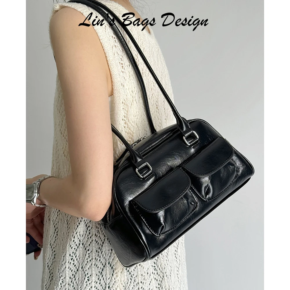 

Women Handbag Korean Ins Bowling Bags Shoulder Bags Classic Design Lady Tote Bag Luxury Women's Bag Large Capacity