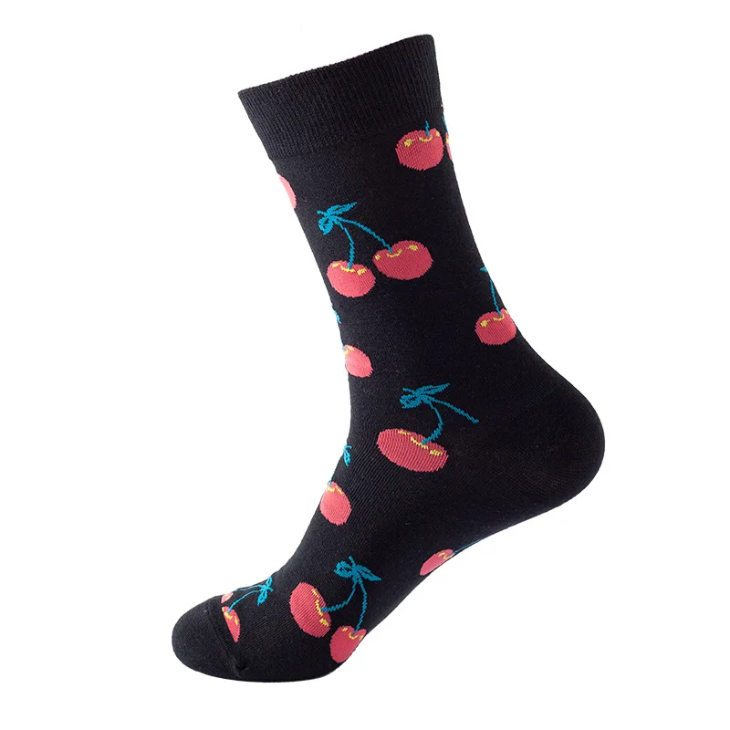 1Pair Unisex Women Men Socks Cotton Funny Happy Sock Cartoon Fruit Watermelon Strawberry Cherry Banana Pineapple Cotton Stocking
