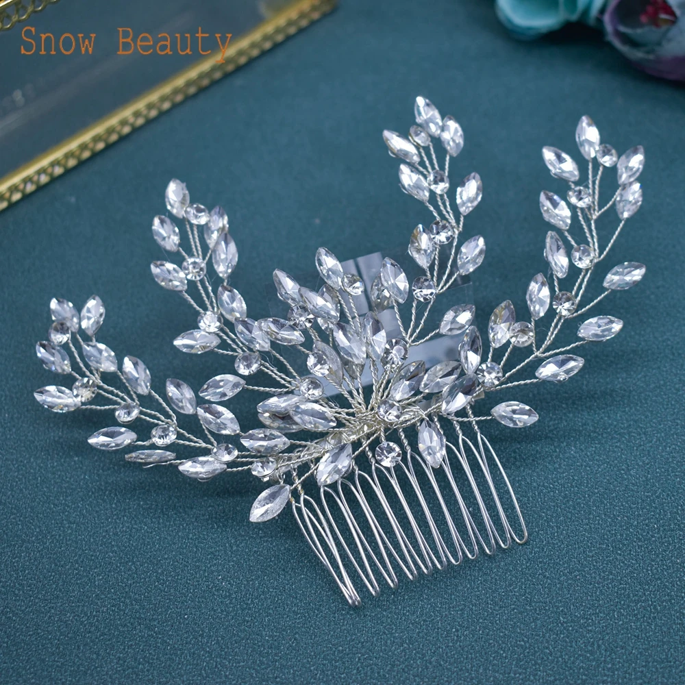 A487 Elegant Bridal Hairpins Fashion Crystal Bridal Hair Clips Rhinestone Wedding Hair Accessories Prom Hair Jewelry Headpieces