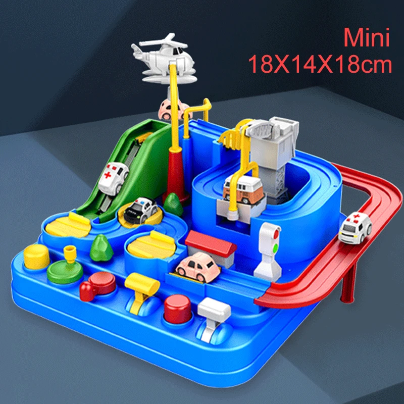 Mini 18*18*14cm Racing Rail Car Model Racing Educational Toys Children Track Car Adventure Game Mechanical Train Cars Toy Gifts