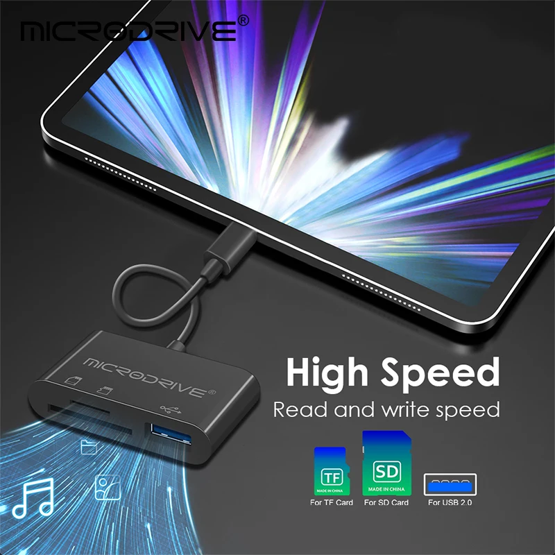 3 в 1 адаптер Micro USB Type C USB TF SD кардридер