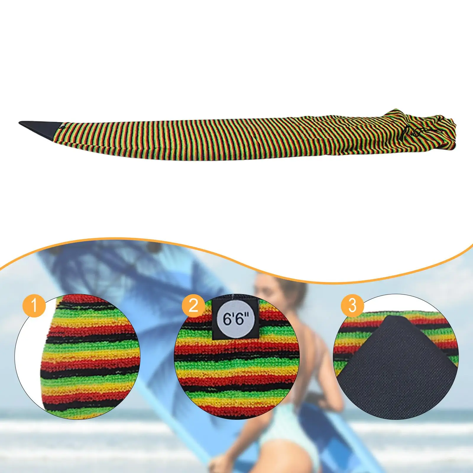 

Surfboard Sock Cover Dustproof for Longboard Shortboard Accessories Surfboard Sock Sleeve with Drawstring Stretch Board Bag