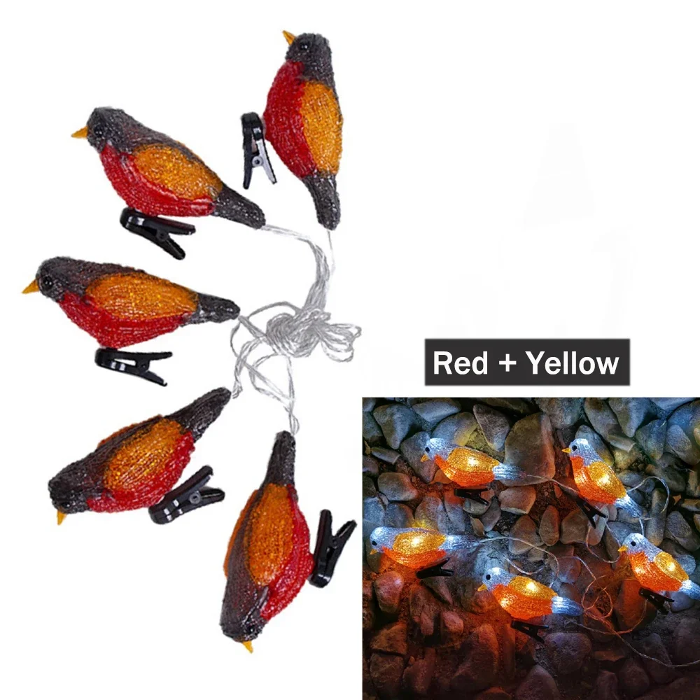 5 LEDs Waterproof Acrylic Bird Garland Lights USB Battery Solar Powered Fairy Lamp for Garden Landscape Tree Decoration Lantern