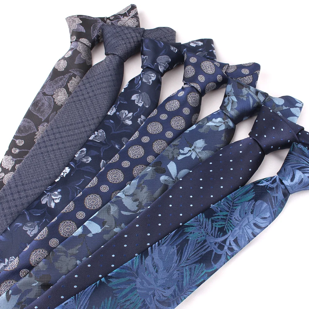 Blue Pattern Floral Ties For Men Women Classic Necktie For Groomsmen Suits Groom Tie For Wedding Men's Neckties For Gifts