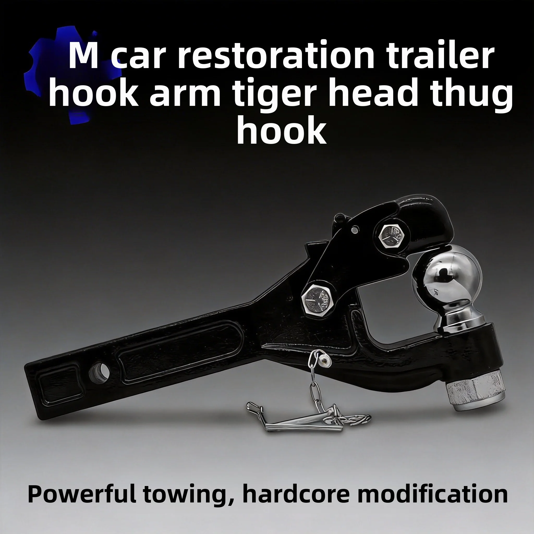 Car modification trailer hook arm tiger head rogue hook adapter trailer square mouth seat towing hook battle axe hook rear of th