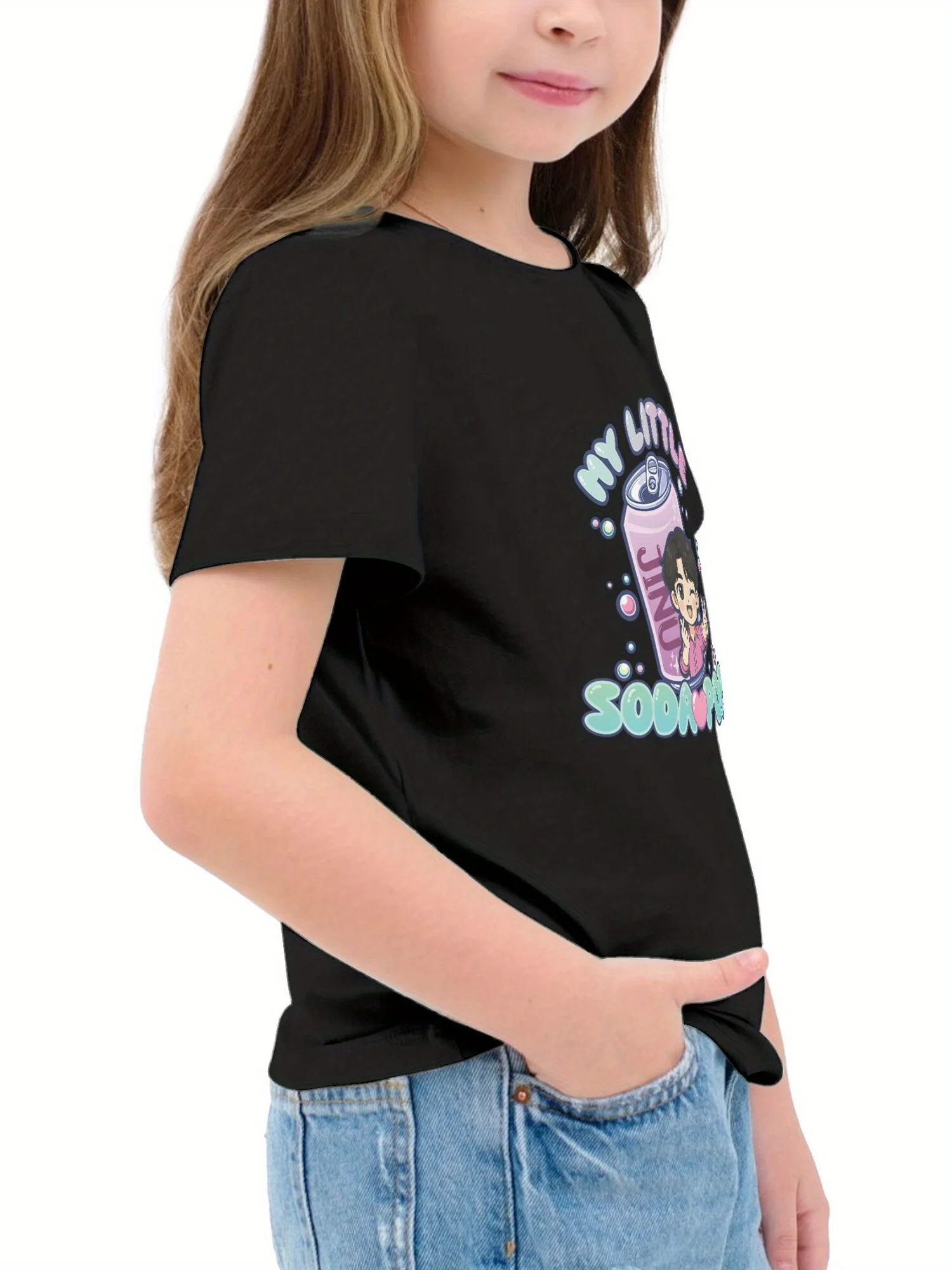 خمر Jinu's الصودا البوب K-kpop شيطان الصيادين تي شيرت مطبوع كم قصير تي شيرت الصيف فتاة بوي قميص بلايز عادية Crewneck الملابس