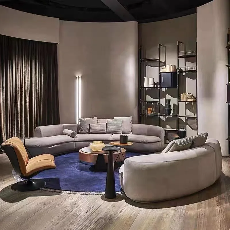 Nordic curved large semicircular sofa modern special-shaped corner Italian minimalist technology matte flannel large flat-layer