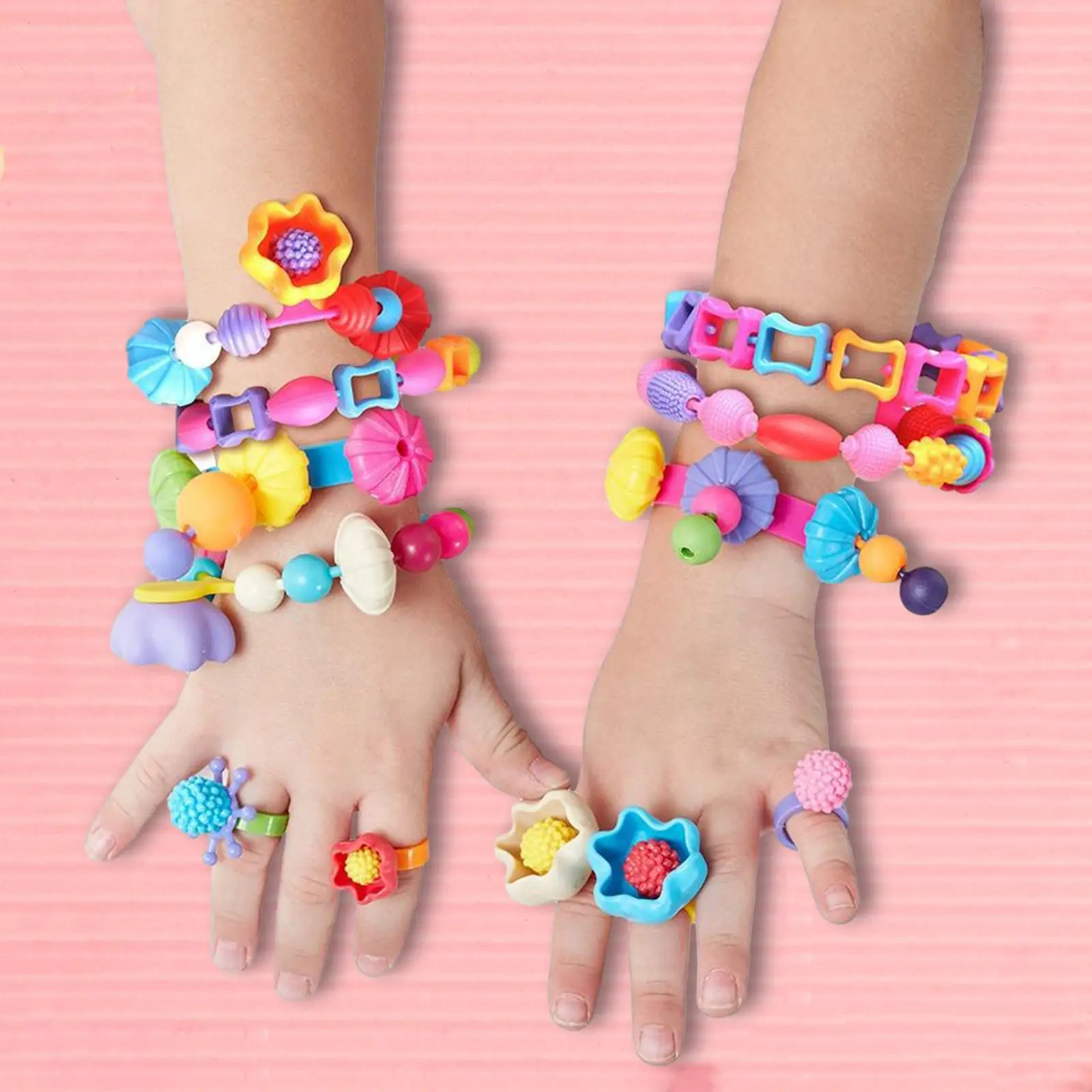 Beads Kids DIY Jewelry Making Arts Bead Kit Jewelry Set Toys Snap Bead Crafts for Necklace Earrings Bracelet Children Gift