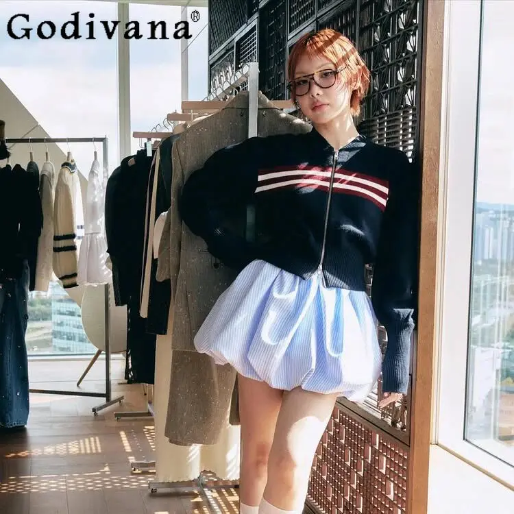 

Japanese Fashion Sweet Women's Skirt 2026 Spring Lady Short Bud Skirt Knit Cardigan Sweater 2-piece Set Women's Matching Sets