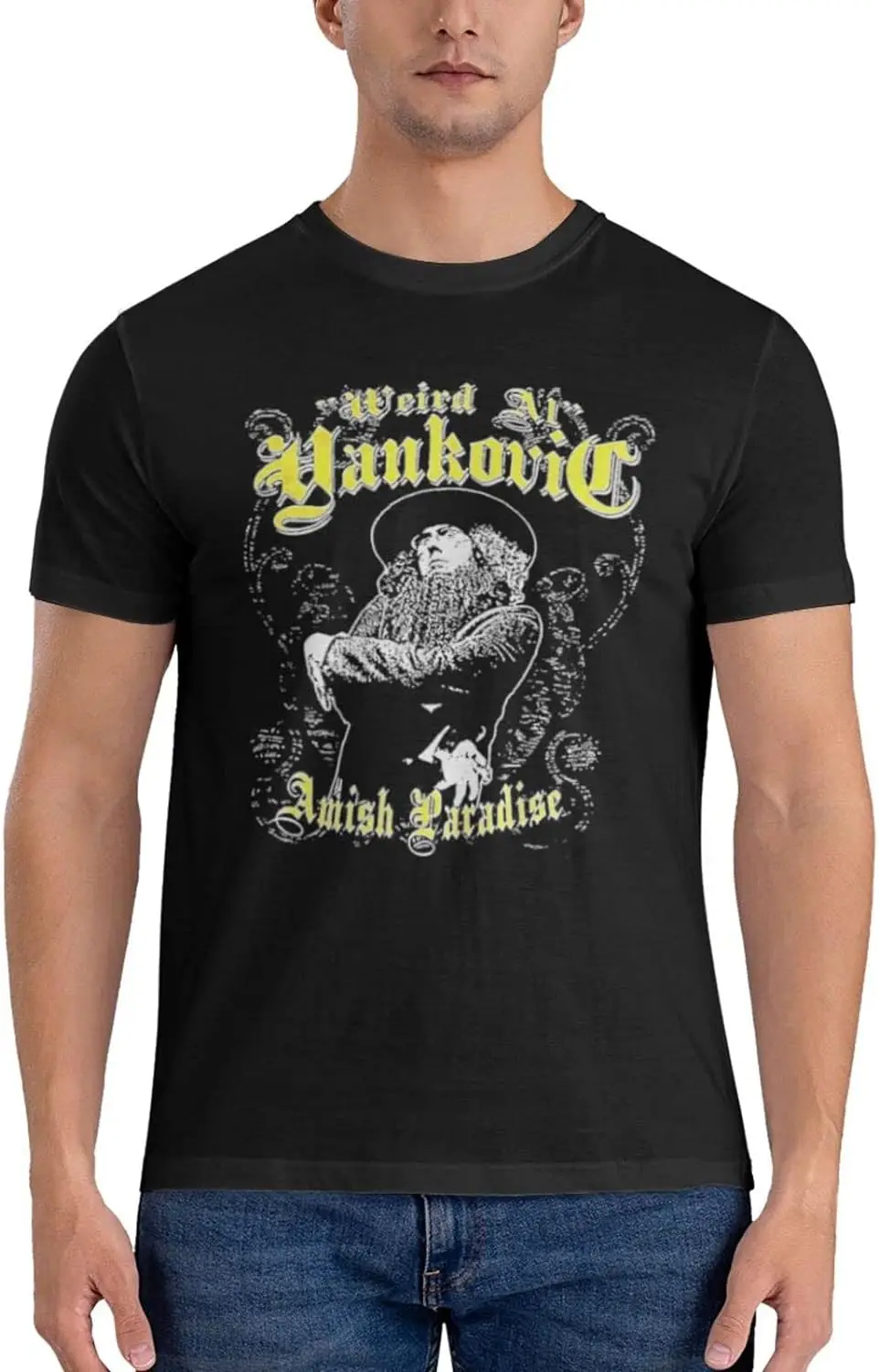 Weird Al Yankovic T-Shirts Men's Casual Cotton Short Sleeve Shirt Crew Neck Shirt Tees Summer Black