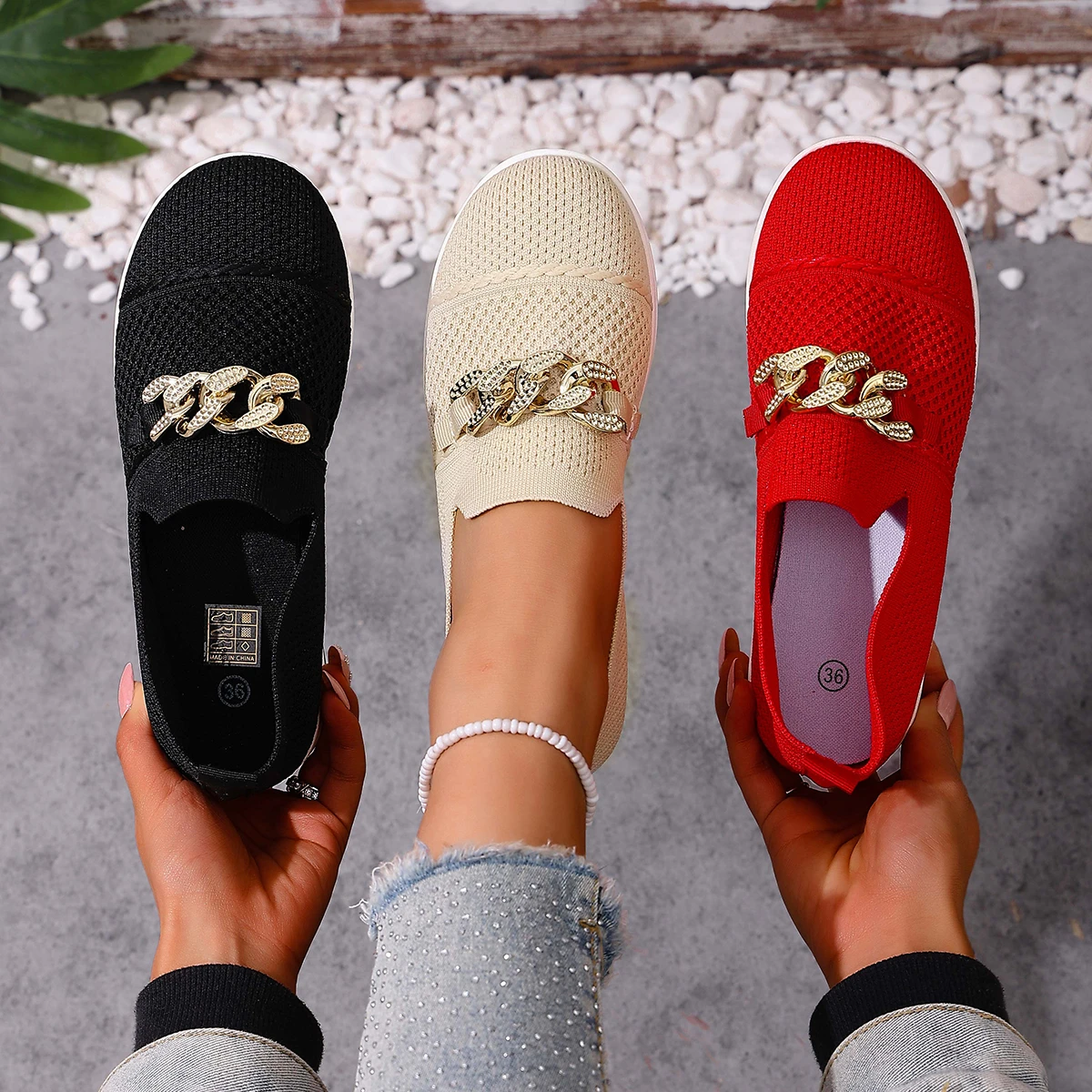 

Женские дышащие кроссовки, вязаная дизайнерская обувь для женщин, легкие кроссовки на мягкой подошве на плоской подошве, нескользящие повседневные женские кроссовки