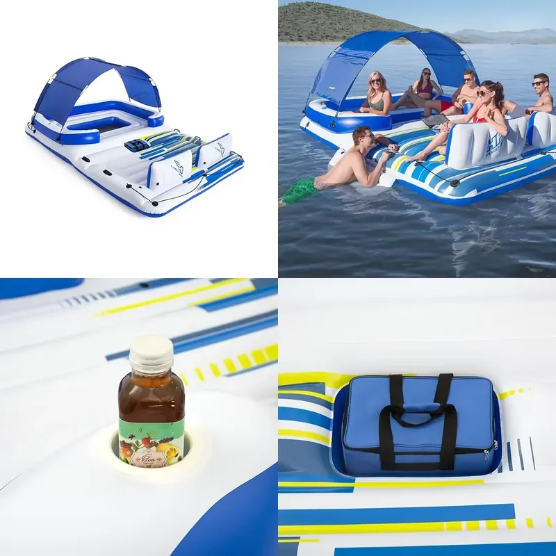For 43105 Summer Pool Island Float PVC Inflatable Swim Party Raft for Kids and Newborns for Family Lounging