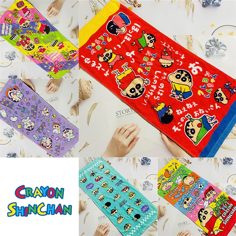 34x76cm Crayon Shin-chan Children Face Towel Anime Soft Water Absorbent Quick Drying Towel Cute Kids Outdoor Travel Sport Towel