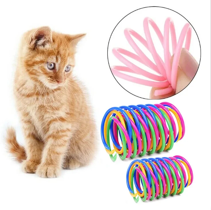 20PC Cat Springs Toys Kitten Coil Spiral Pet Interactive Gauge Plastic Spring Toy Colorful Springs Cat Pet Toy Products