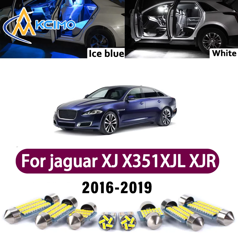 Kit de Lâmpadas LED Duráveis para Interior de Carros Jaguar XJ X351 XJL XJR 2016-2019, Luzes de Teto e Mapa, Fácil Instalação, Acessório de Iluminação