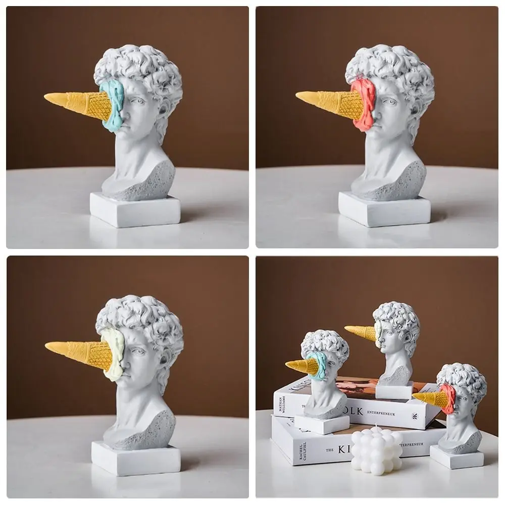 

Nordic David Statue David Abstract Ice Cream David Figurine Half-length Body Western Character Smashed Face David Bookshelf