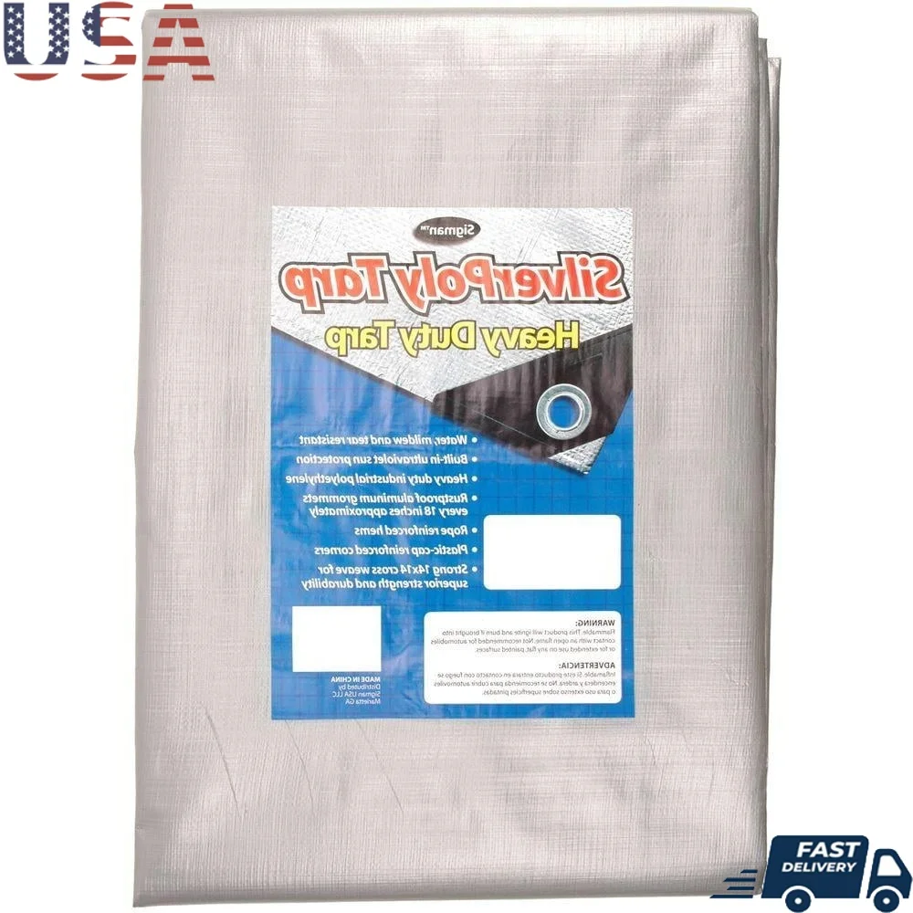 

16x32 Heavy Duty Tarp UV Resistant Waterproof Reinforced Polyethylene Grommets Mildew Resistant Outdoor All Weather Use