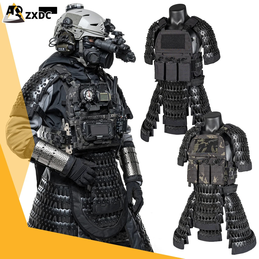 Lightweight Tactical Armor Guards Vest High Defense Stainless steel scale Medieval Combat Clothes with Accessory Bag & Belt Set