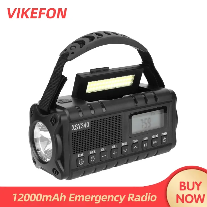 

12000mAh Emergency Radio Multifunction Radio Hand Crank Solar AM/FM/NOAA Weather Radios with LED Flashlight Power Bank Charger