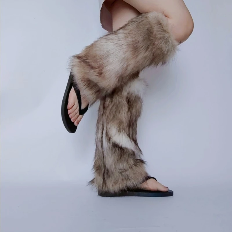 

Womens Furry Party Costume Sexy Y2K Faux Furs Fuzzy Long Boots Shoes Cuffs Cover Leg Warmers/Boot Sleeves/Boot Covers