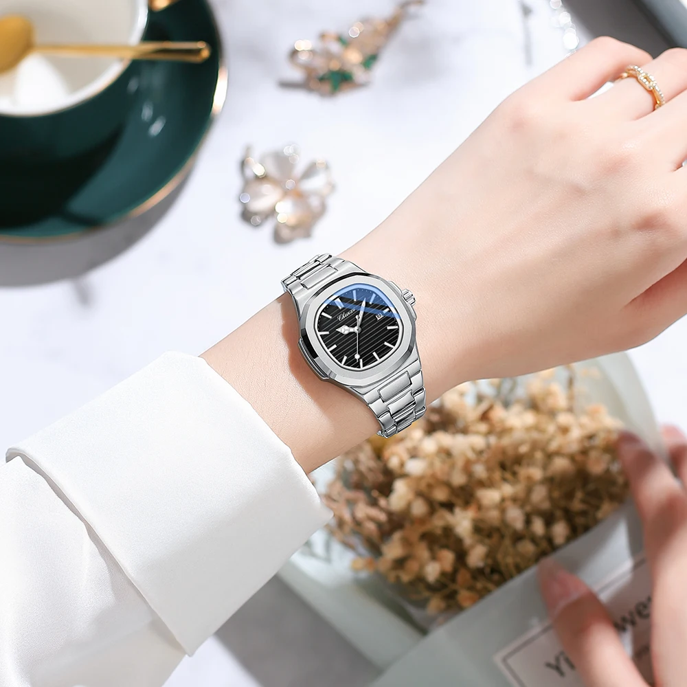 Business Couple Watches Fashion Date Display Quartz Watch For Man Woman Waterproof Stainless Steel Luminous His and Hers Watches