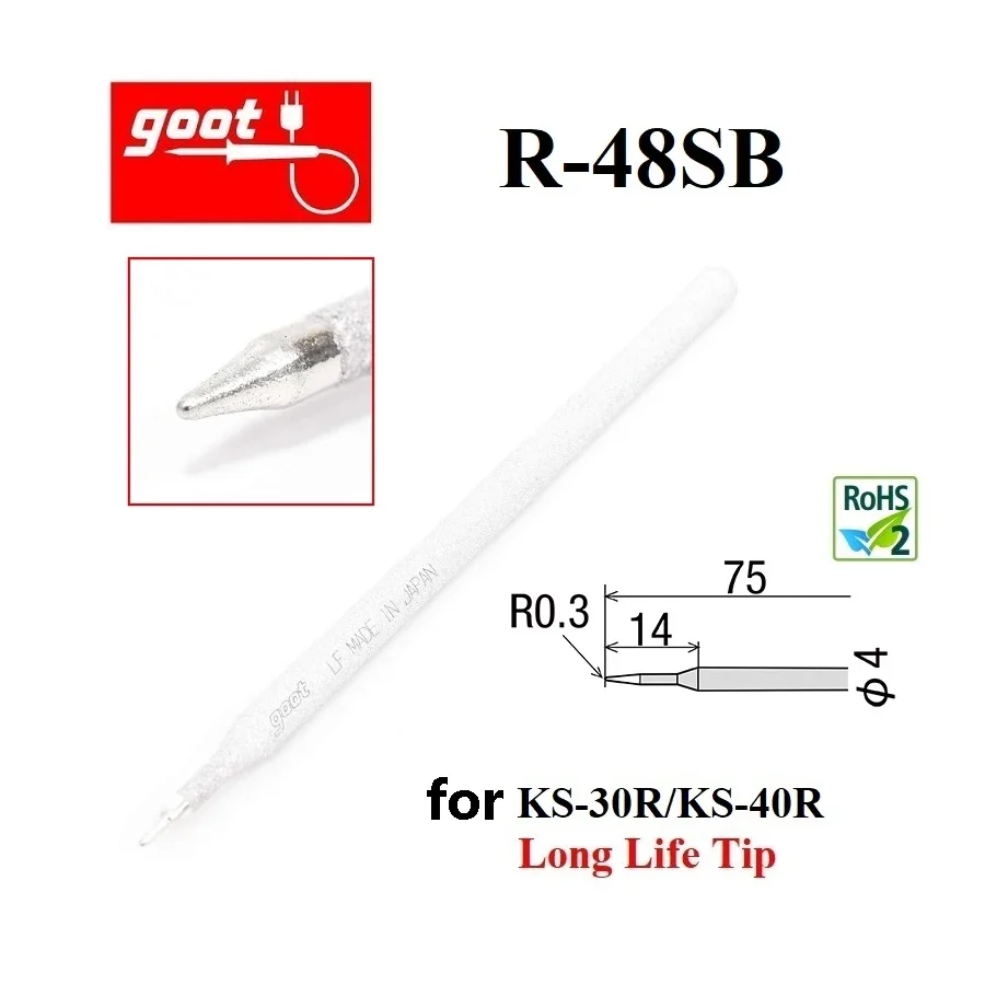 GOOT Replaceable Soldering Iron Tip for KS-30R/KS-40R/KS-60R/KS-80R/KS-100R Long Life Ultra Durable Soldering Tip Tool Accessory
