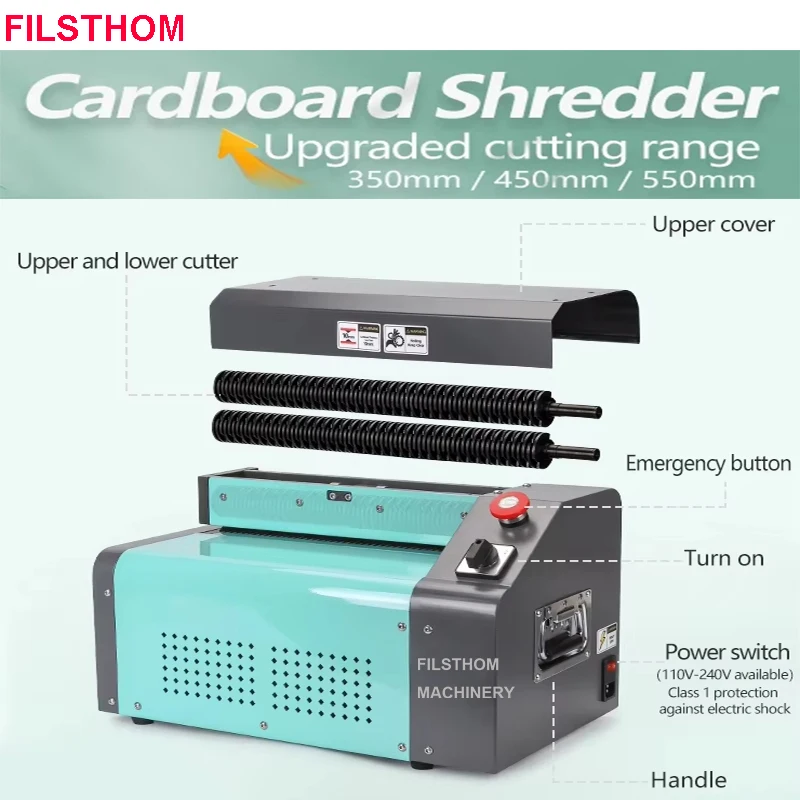 Carton Cutting Machine Cardboard Corrugated Box Shredder For Cushioning Packing Width 350 450 550mm Environmental Friendly