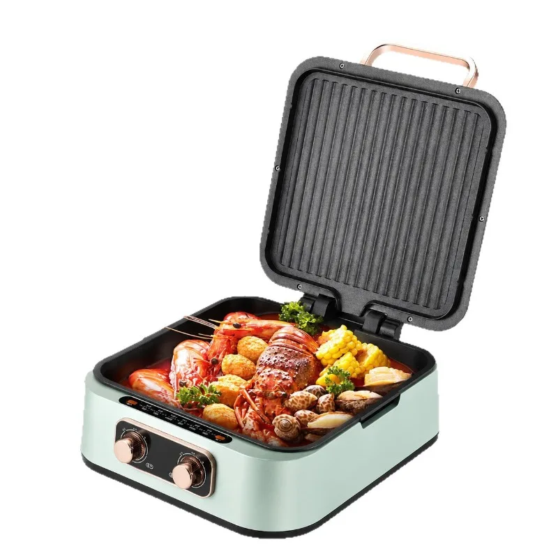 Multifunction Electric Griddle Removable Nonstick Plates Double-Sided Heating Pancake Flatbread Maker Easy to Clean